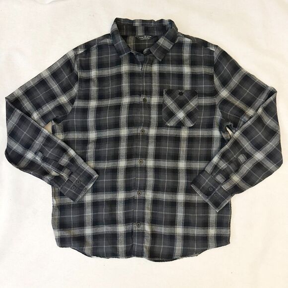 Alpine Design Flannel Shirt Mens Sz Large Black Gray Plaid L/S - Picture 1 of 7